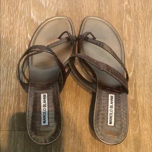 Manolo Blahnik Kitten Heel Sandals